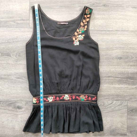 Hazel Embroidered Black Sleeveless Blouse Tank Top Size Small Boho Festival - Picture 12 of 12